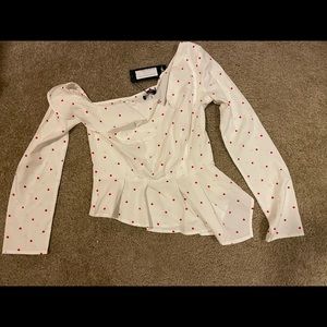 BRAND NEW Asymmetric Polka dot top long sleeve